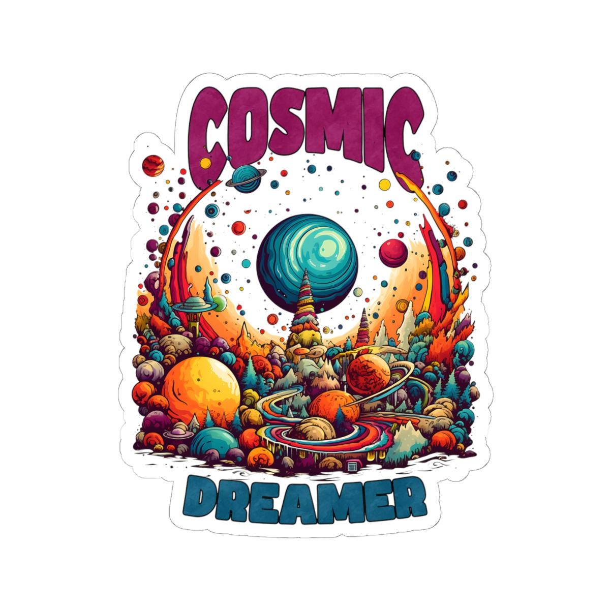 ColorFlow | Cosmic Dreamer Psychedelic Space Fantasy Retro Galaxy Art Vinyl Sticker
