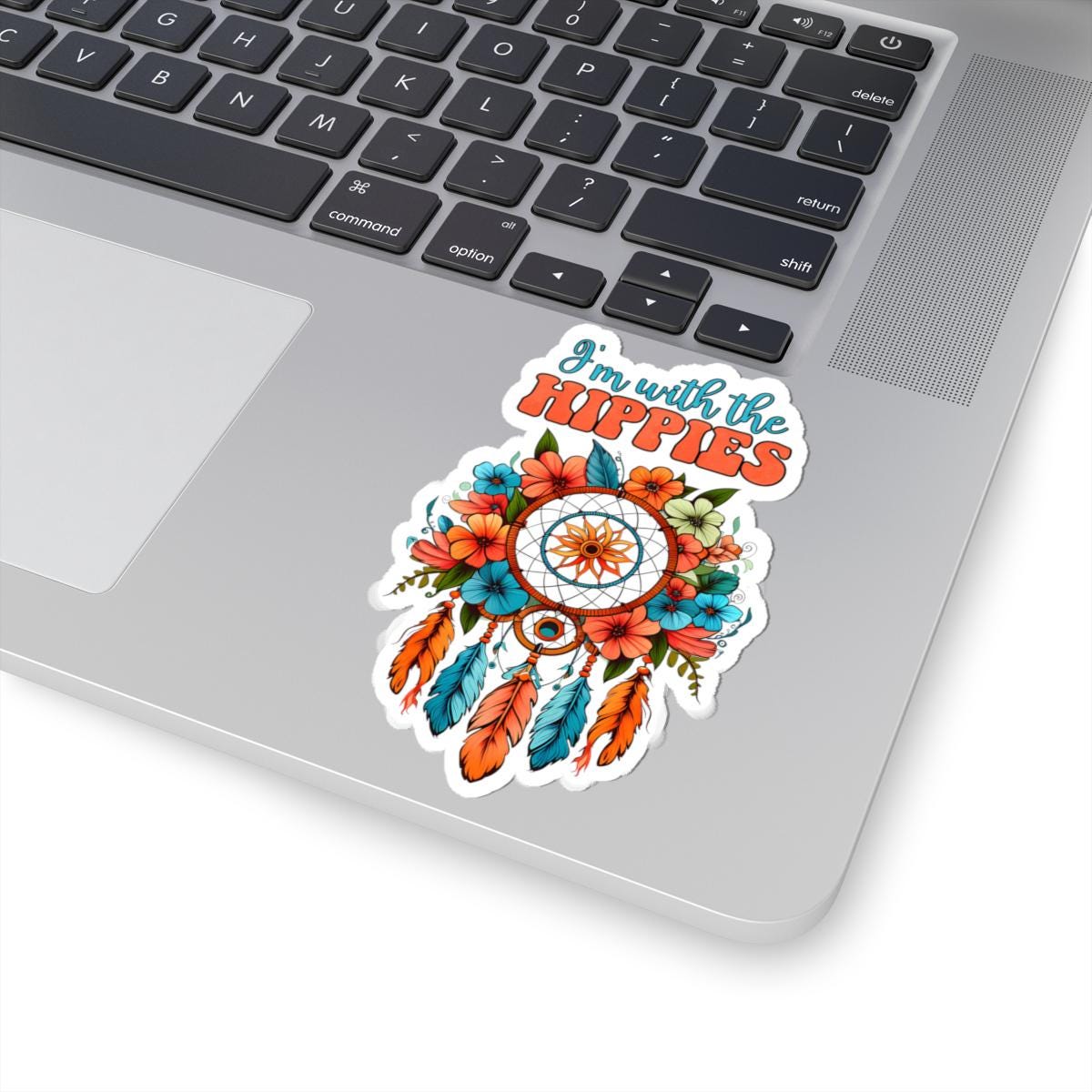 ColorFlow | Im With the Hippies Floral Dreamcatcher Boho Retro Peace Art Vinyl Sticker