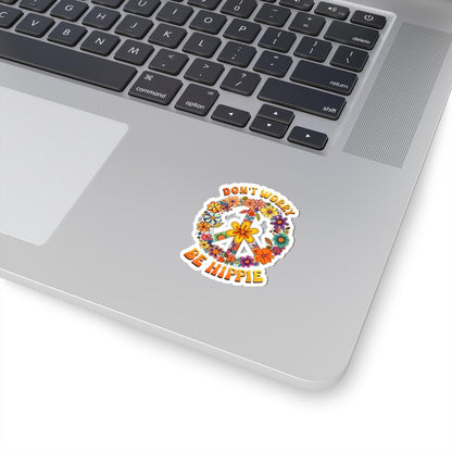 ColorFlow | Dont Worry Be Hippie Floral Peace Sign Groovy Retro Art Vinyl Sticker