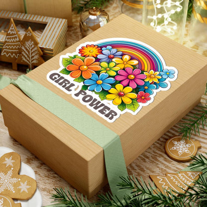 ColorFlow | Girl Power Rainbow Floral Feminist Retro Flower Power Art Vinyl Sticker
