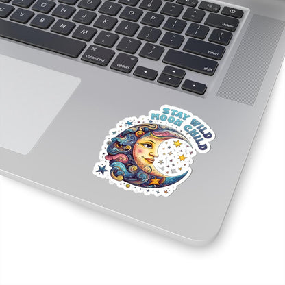 ColorFlow | Stay Wild Moon Child Celestial Moon Face Cosmic Boho Art Vinyl Sticker