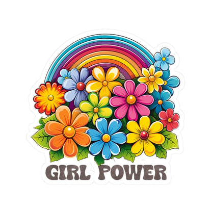 ColorFlow | Girl Power Rainbow Floral Feminist Retro Flower Power Art Vinyl Sticker