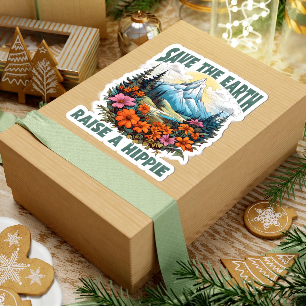 ColorFlow | Save the Earth Raise a Hippie Mountain Floral Nature Lover Art Vinyl Sticker