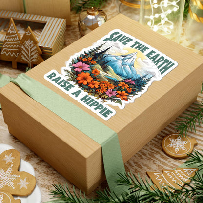 ColorFlow | Save the Earth Raise a Hippie Mountain Floral Nature Lover Art Vinyl Sticker