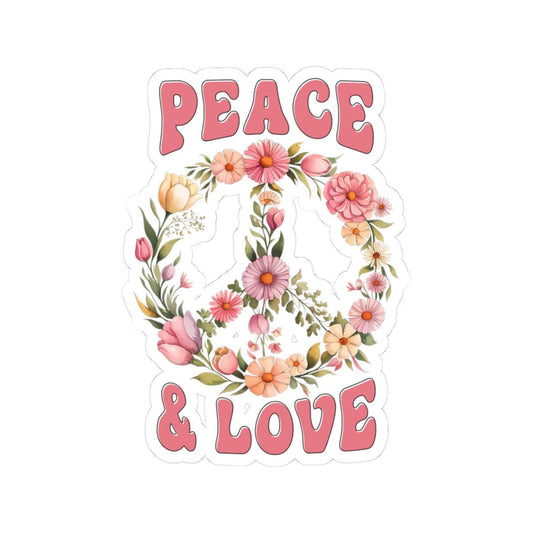 ColorFlow | Peace And Love Floral Wreath Vintage Flower Power Art Vinyl Sticker