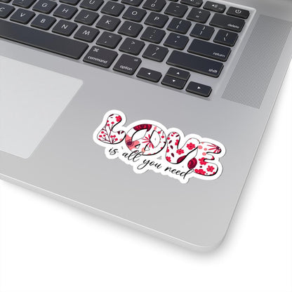ColorFlow | Love Is All You Need Floral Peace Sign Romantic Retro Art Vinyl Sticker