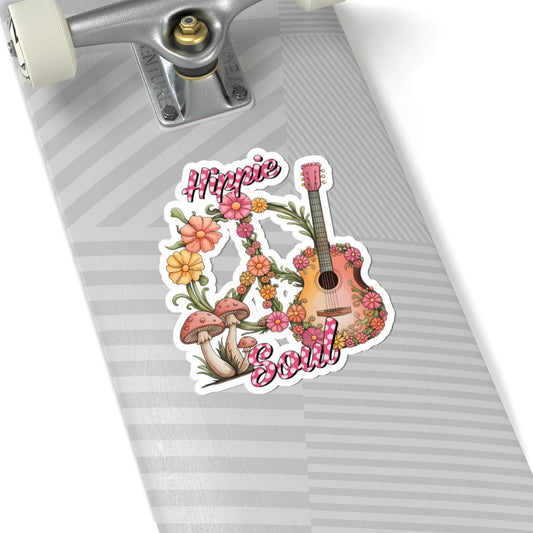 ColorFlow | Hippie Soul Acoustic Guitar Floral Mushroom Boho Music Art Vinyl Sticker