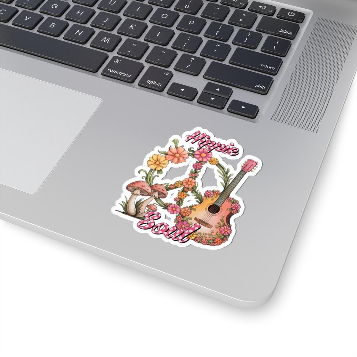 ColorFlow | Hippie Soul Acoustic Guitar Floral Mushroom Boho Music Art Vinyl Sticker