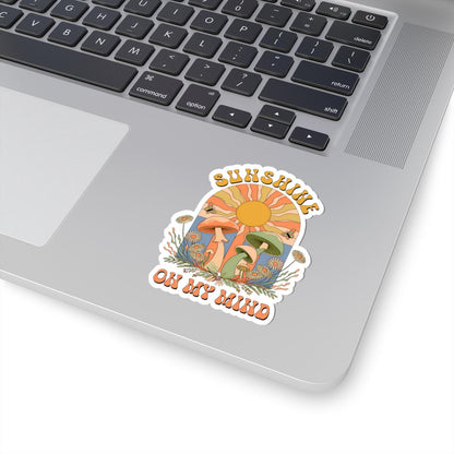 ColorFlow | Sunshine On My Mind Retro Mushroom Sun Floral Boho Nature Art Vinyl Sticker