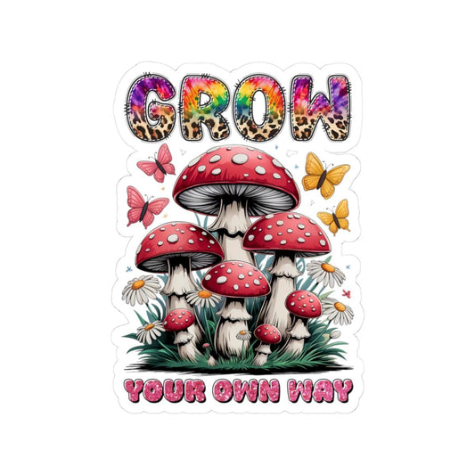 ColorFlow | Grow Your Own Way Mushroom Garden Whimsical Nature Retro Art Vinyl Sticker