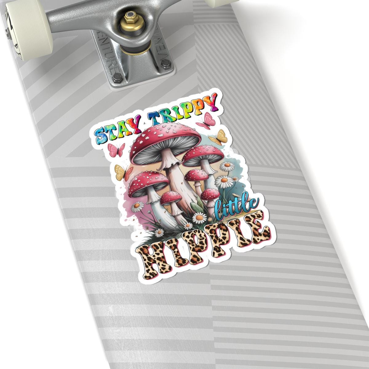 ColorFlow | Stay Trippy Little Hippie Psychedelic Mushroom Butterfly Retro Art Vinyl Sticker