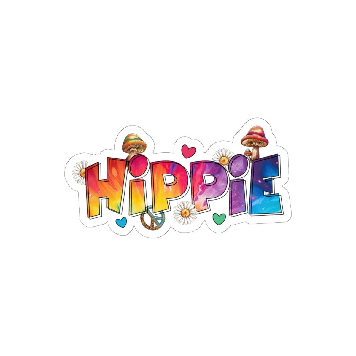 ColorFlow | Hippie Typography Rainbow Peace Floral Psychedelic Retro Art Vinyl Sticker