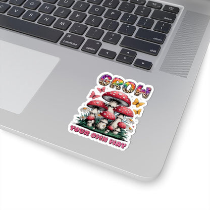 ColorFlow | Grow Your Own Way Mushroom Garden Whimsical Nature Retro Art Vinyl Sticker