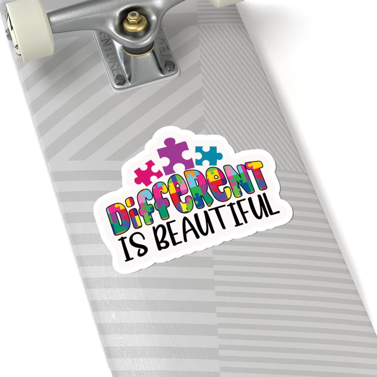 ColorFlow | Different Is Beautiful Vinyl Sticker | Colorful Puzzle Pieces Autism Positivity