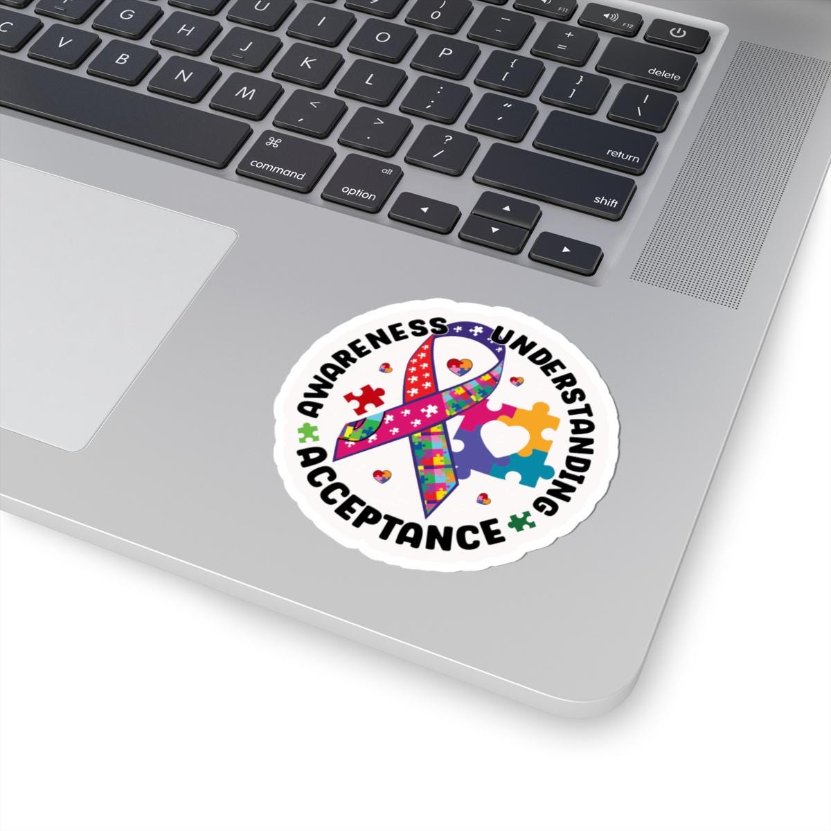 ColorFlow | Awareness Understanding Acceptance Vinyl Sticker | Autism Ribbon Puzzle Circle Unity Design