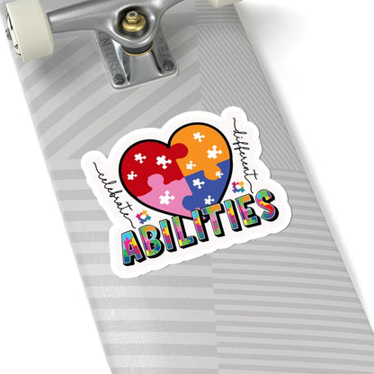 ColorFlow | Celebrate Different Vinyl Sticker | Heart Puzzle Autism Acceptance Message Design