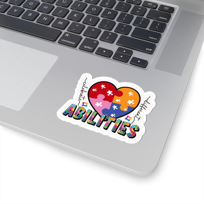 ColorFlow | Celebrate Different Vinyl Sticker | Heart Puzzle Autism Acceptance Message Design