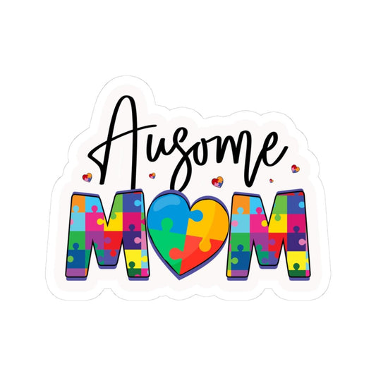 ColorFlow | Ausome Mom Vinyl Sticker | Puzzle Heart Autism Proud Parent