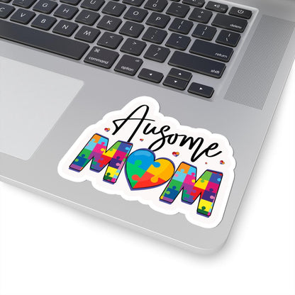ColorFlow | Ausome Mom Vinyl Sticker | Puzzle Heart Autism Proud Parent