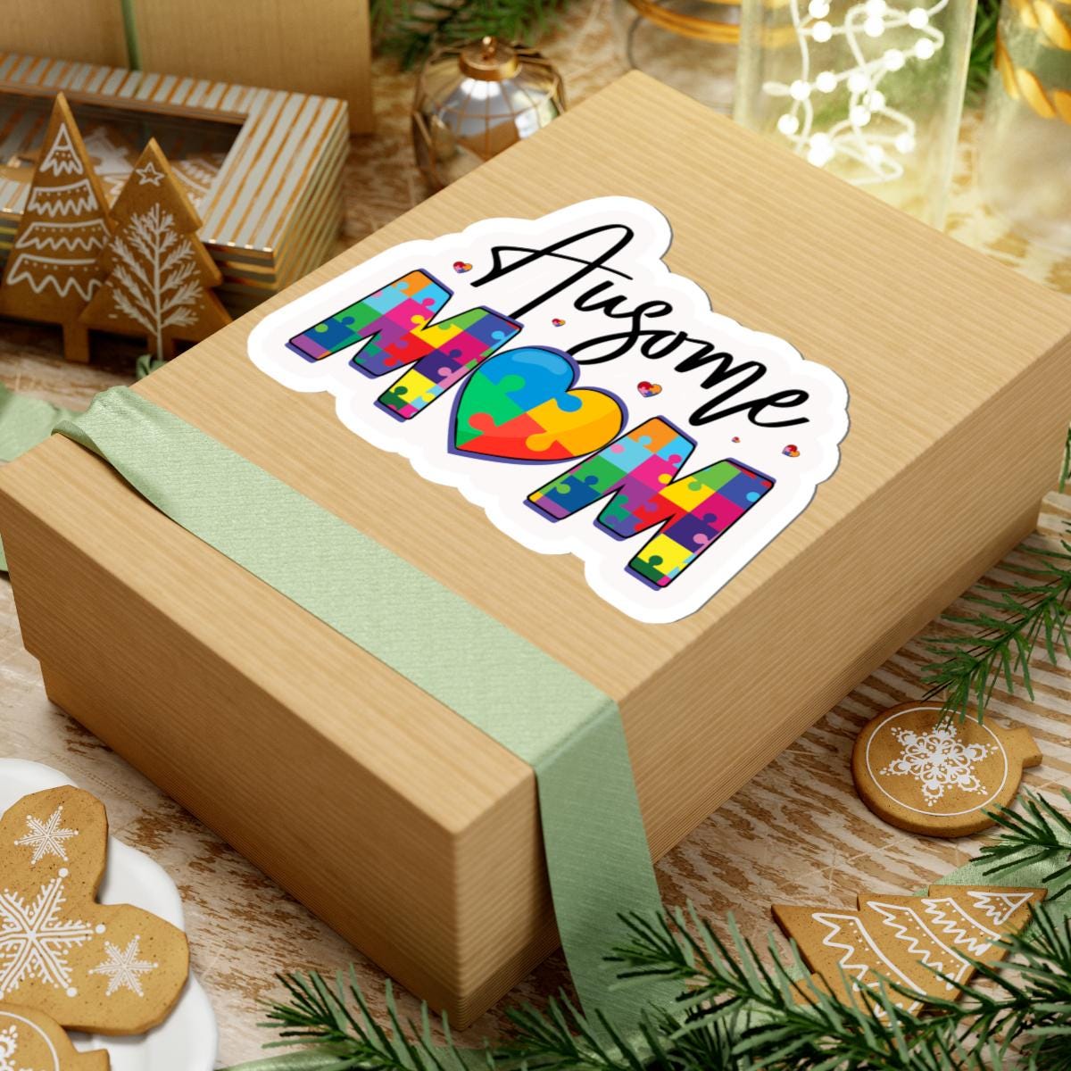 ColorFlow | Ausome Mom Vinyl Sticker | Puzzle Heart Autism Proud Parent