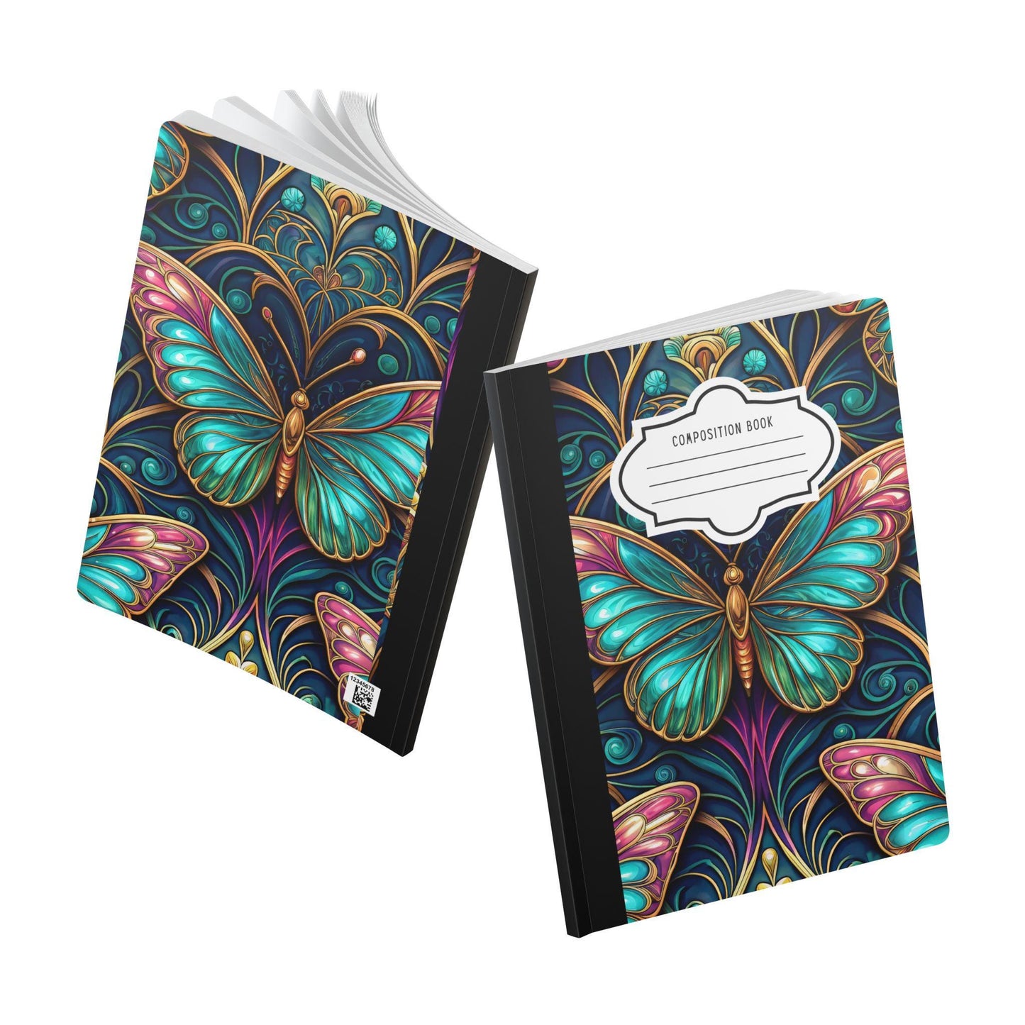 ColorFlow | Enchanted Teal Butterfly Composition Notebook Elegant Art Journal for Writing School Work and Daily Inspiration