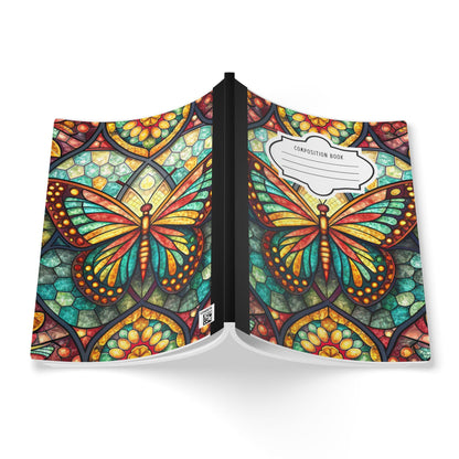 ColorFlow | Vibrant Stained Glass Butterfly Notebook Artistic Composition Book for Journaling School Notes and Creative Writing
