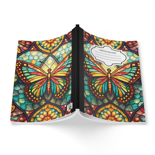 ColorFlow | Vibrant Stained Glass Butterfly Notebook Artistic Composition Book for Journaling School Notes and Creative Writing