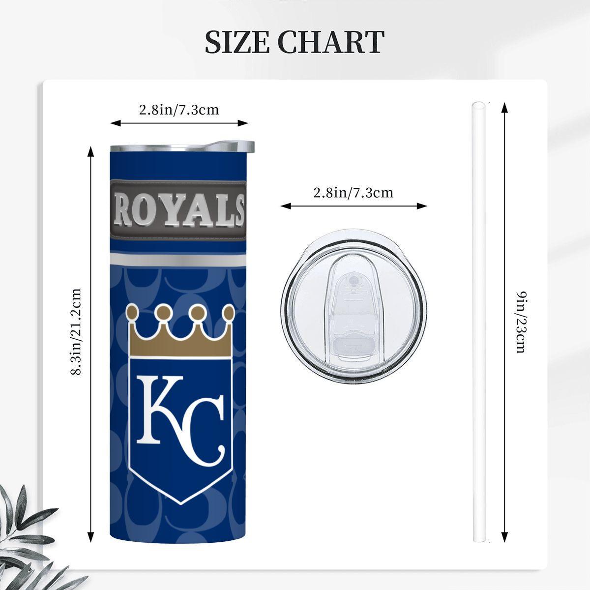 ColorFlow | Kansas City Royals Inspired Fashion 20oz Skinny Stainless Steel Tumbler With Straw Classic MLB Fan Gift