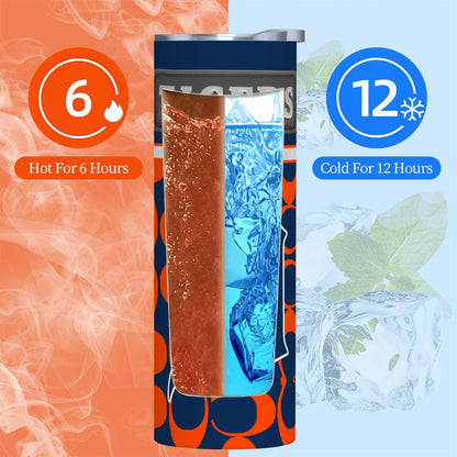 ColorFlow | Detroit Tigers Inspired Fashion 20oz Skinny Stainless Steel Tumbler With Straw Vibrant Baseball Travel Cup
