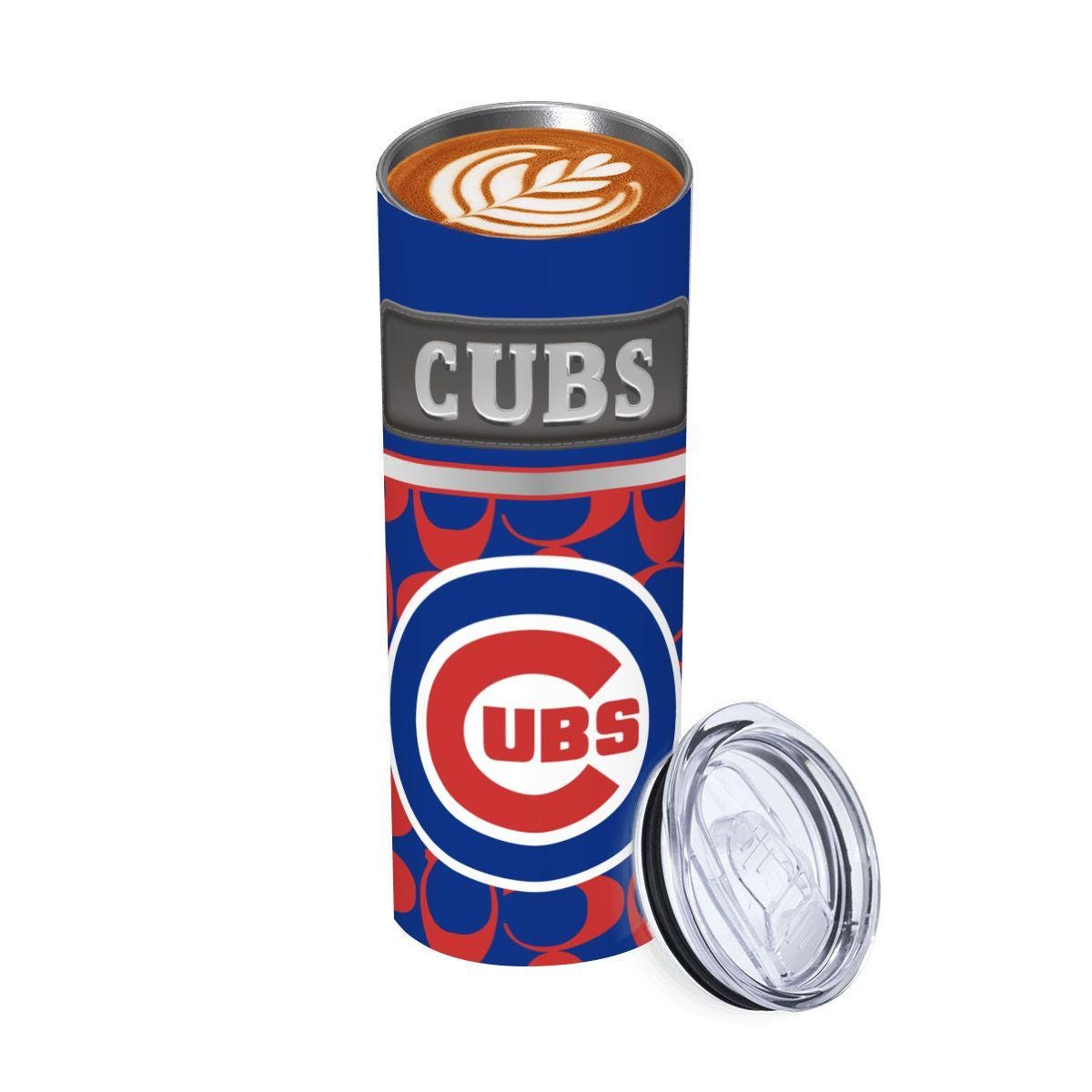 ColorFlow | Chicago Cubs Inspired Fashion 20oz Skinny Stainless Steel Tumbler With Straw Iconic Baseball Fan Drinkware