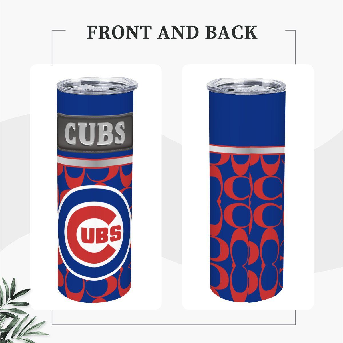 ColorFlow | Chicago Cubs Inspired Fashion 20oz Skinny Stainless Steel Tumbler With Straw Iconic Baseball Fan Drinkware