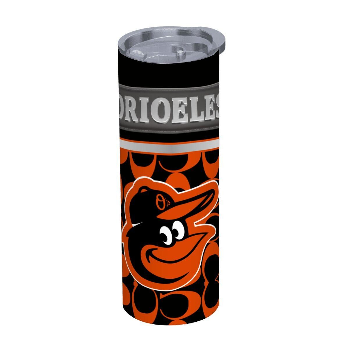 ColorFlow | Baltimore Orioles Inspired Fashion 20oz Skinny Stainless Steel Tumbler With Straw Bold Baseball Fan Travel Cup