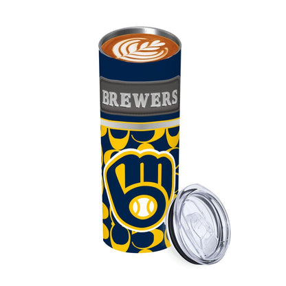 ColorFlow | Milwaukee Brewers Inspired Fashion 20oz Skinny Stainless Steel Tumbler With Straw Modern Game Day Drinkware
