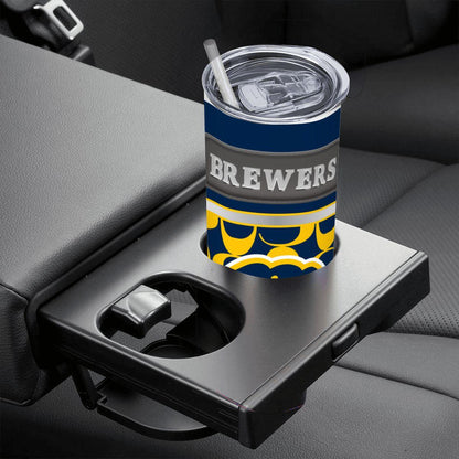 ColorFlow | Milwaukee Brewers Inspired Fashion 20oz Skinny Stainless Steel Tumbler With Straw Modern Game Day Drinkware