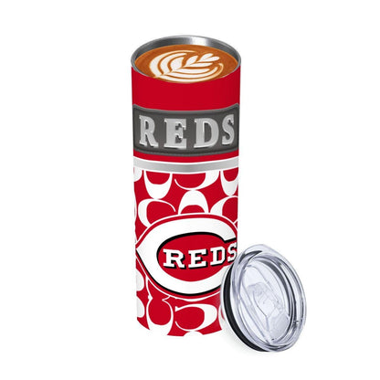 ColorFlow | Cincinnati Reds Inspired Fashion 20oz Skinny Stainless Steel Tumbler With Straw Classic Baseball Gift Cup