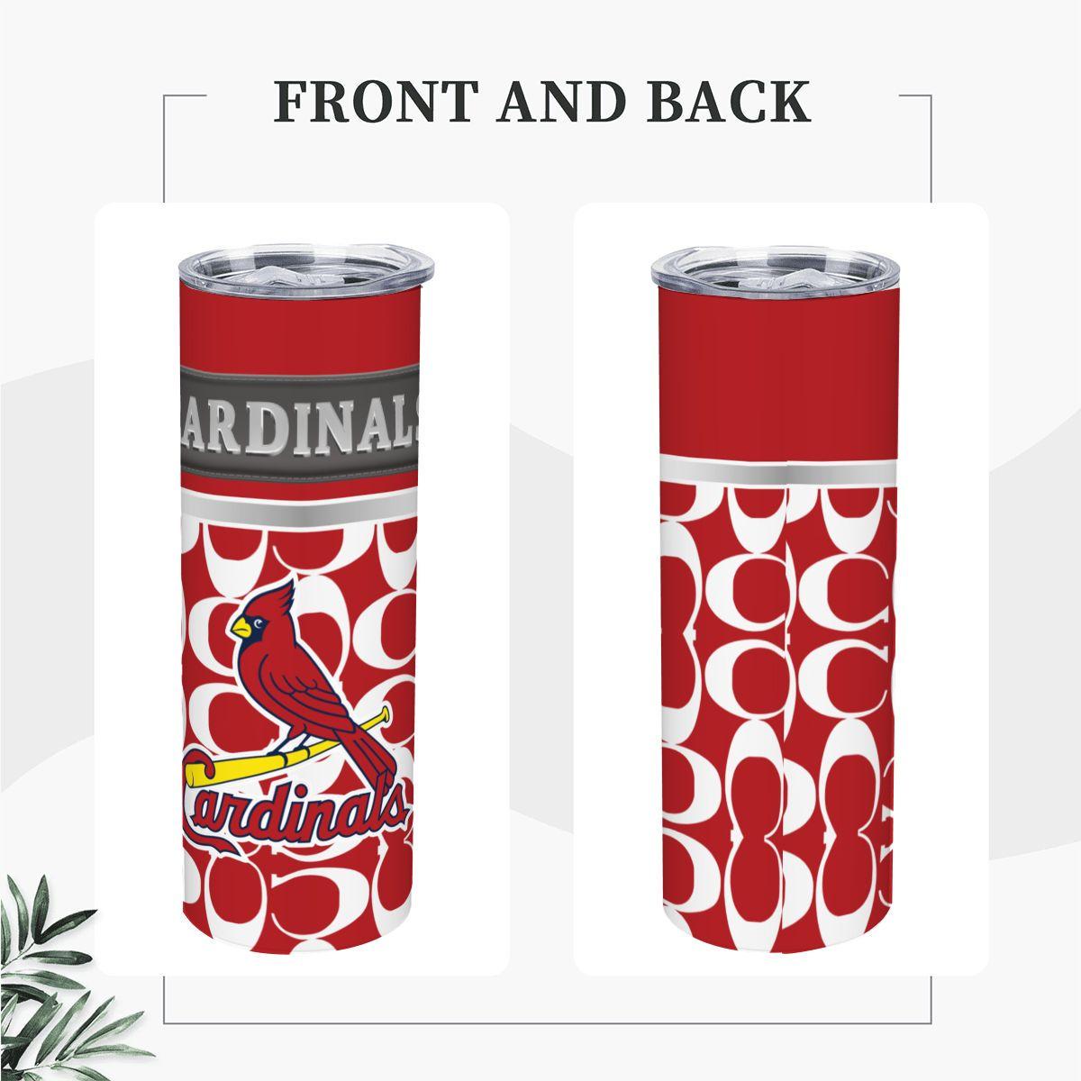 ColorFlow | St Louis Cardinals Inspired Fashion 20oz Skinny Stainless Steel Tumbler With Straw Premium Fan Drinkware