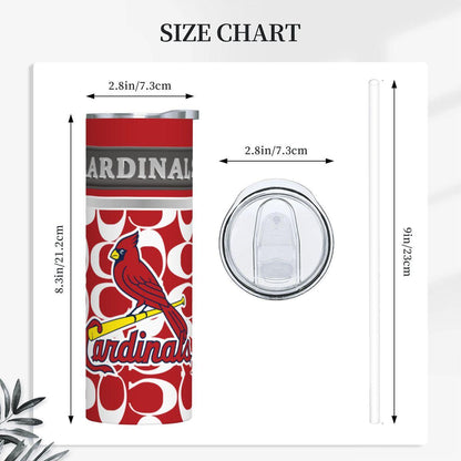 ColorFlow | St Louis Cardinals Inspired Fashion 20oz Skinny Stainless Steel Tumbler With Straw Premium Fan Drinkware