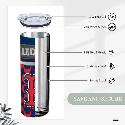 ColorFlow | Boston Red Sox Inspired Fashion 20oz Skinny Stainless Steel Tumbler With Straw Iconic MLB Fan Gift Cup