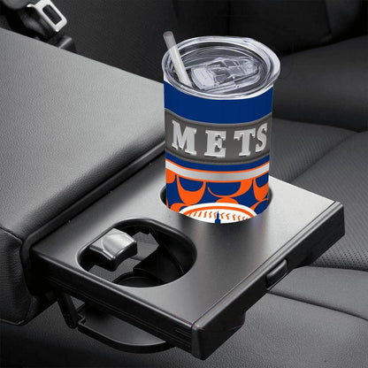ColorFlow | New York Mets Inspired Fashion 20oz Skinny Stainless Steel Tumbler With Straw Dynamic Baseball Fan Travel Cup