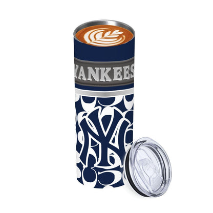 ColorFlow | New York Yankees Inspired Fashion 20oz Skinny Stainless Steel Tumbler With Straw Classic Pinstripe Style Drinkware
