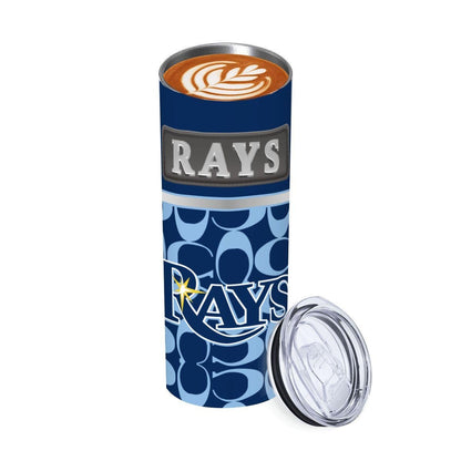 ColorFlow | Tampa Bay Rays Inspired Fashion 20oz Skinny Stainless Steel Tumbler With Straw Coastal Baseball Fan Gift
