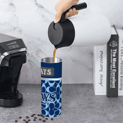 ColorFlow | Tampa Bay Rays Inspired Fashion 20oz Skinny Stainless Steel Tumbler With Straw Coastal Baseball Fan Gift