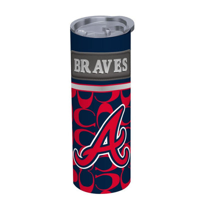 ColorFlow | Atlanta Braves Inspired Fashion 20oz Skinny Stainless Steel Tumbler With Straw Bold Game Day Travel Mug