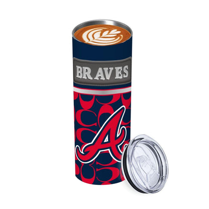 ColorFlow | Atlanta Braves Inspired Fashion 20oz Skinny Stainless Steel Tumbler With Straw Bold Game Day Travel Mug