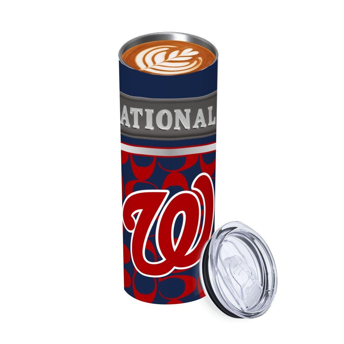 ColorFlow | Washington Nationals Inspired Fashion 20oz Skinny Stainless Steel Tumbler With Straw Modern Baseball Gift