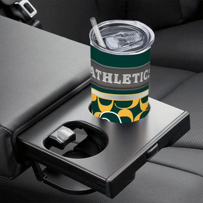 ColorFlow | Oakland Athletics Inspired Fashion 20oz Skinny Stainless Steel Tumbler With Straw Classic Green Gold Fan Cup
