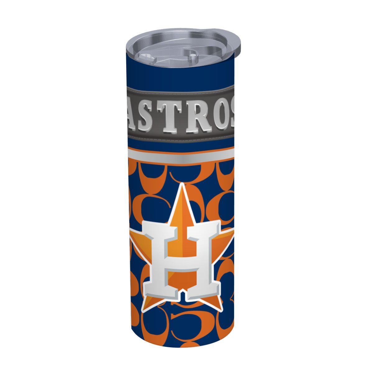 ColorFlow | Houston Astros Inspired Fashion 20oz Skinny Stainless Steel Tumbler With Straw Bold Star Baseball Drinkware