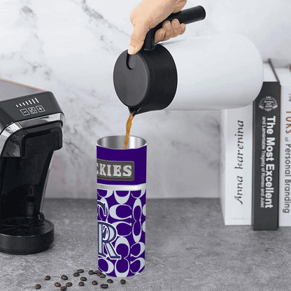 ColorFlow | Colorado Rockies Inspired Fashion 20oz Skinny Stainless Steel Tumbler With Straw Purple Baseball Fan Travel Cup