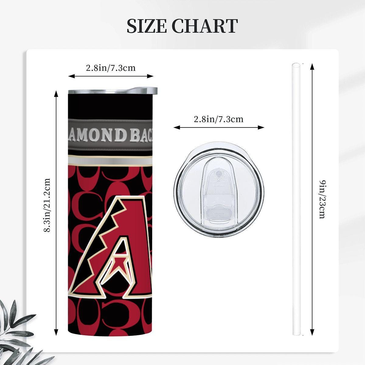 ColorFlow | Arizona Diamondbacks Inspired Fashion 20oz Skinny Stainless Steel Tumbler With Straw Bold Desert Baseball Drinkware