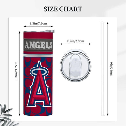 ColorFlow | Los Angeles Angels Inspired Fashion 20oz Skinny Stainless Steel Tumbler With Straw Bold Red Game Day Cup
